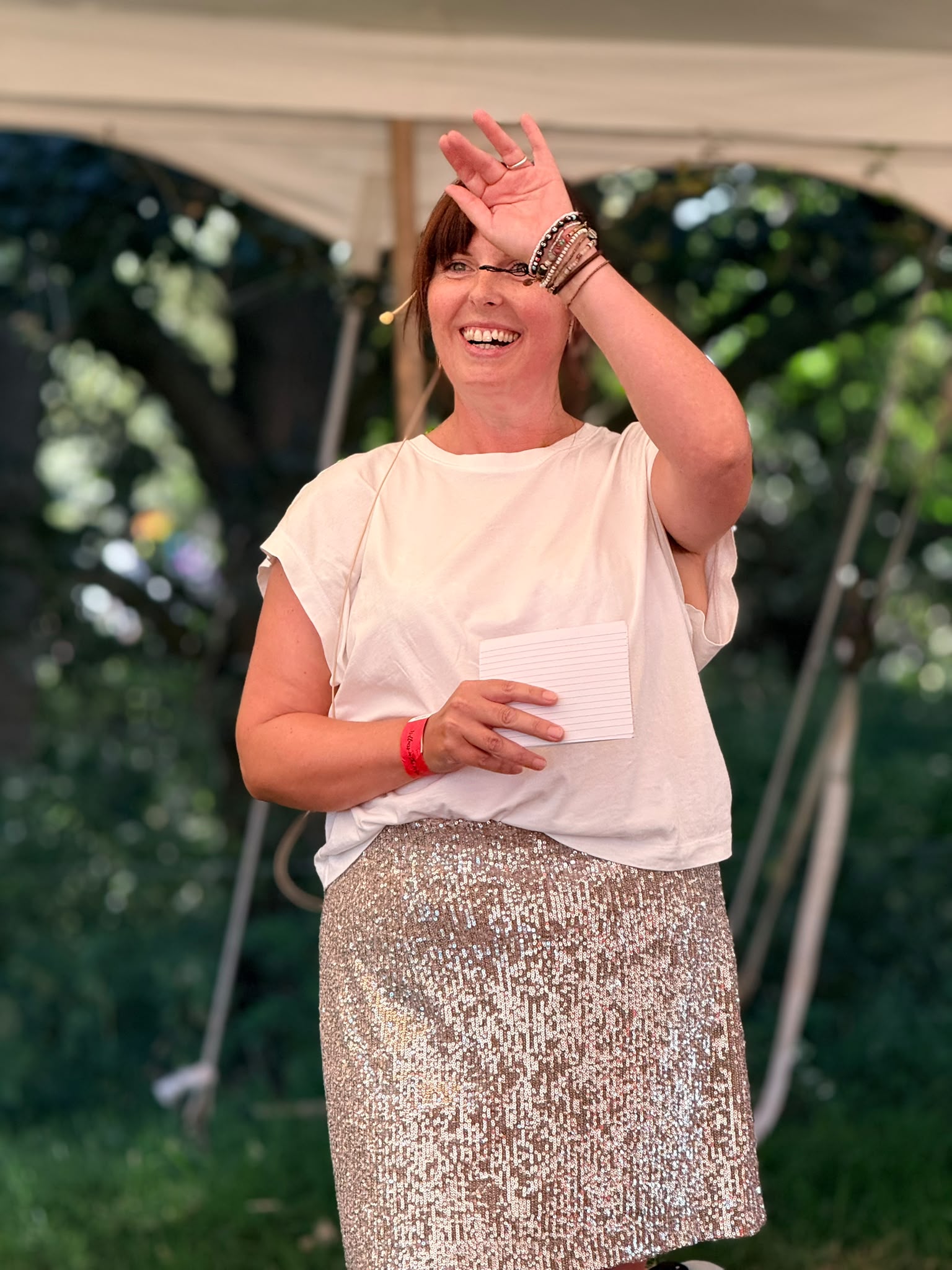Julie Court delivering a menopause talk at a wellbeing festival